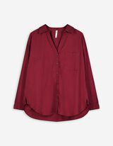 Overhemdblouse - Borstzak - donkerrood