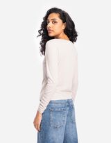 Bluză de corp cu mânecă lungă - Lurex - Bej