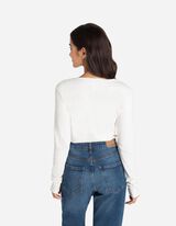 Shirt - Geribde structuur - wit