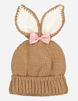 Berretto in maglia - Fiocco applicato - marrone chiaro