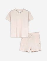 Set aus T-Shirt und Hose - Waffelstruktur - weiß