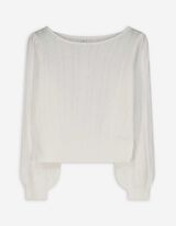 Strickpullover - Puffärmel - weiß