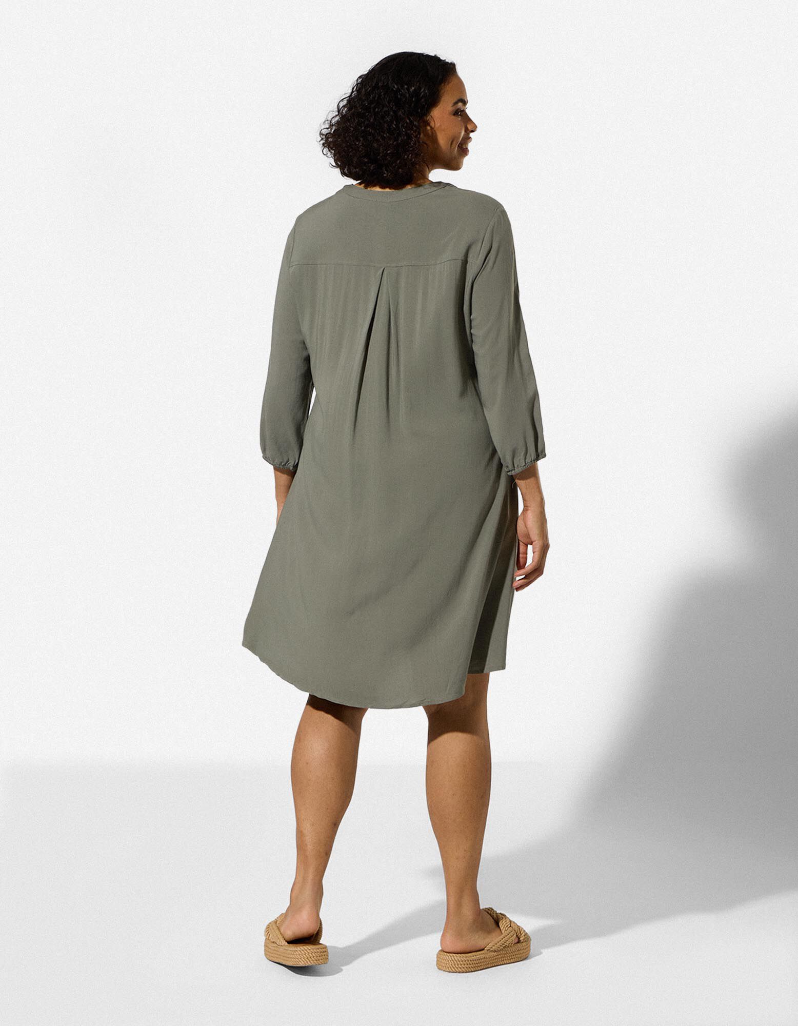 Kleid - Dreiviertel&auml;rmel - Gr&uuml;n