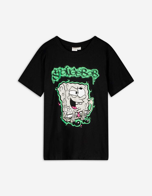 Tricou - SpongeBob Pantaloni Pătrați  - Negru