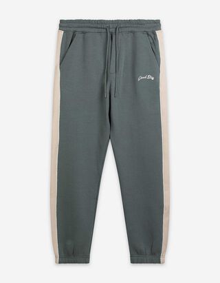Jogginghose - Kontraststreifen - dunkelgr&uuml;n