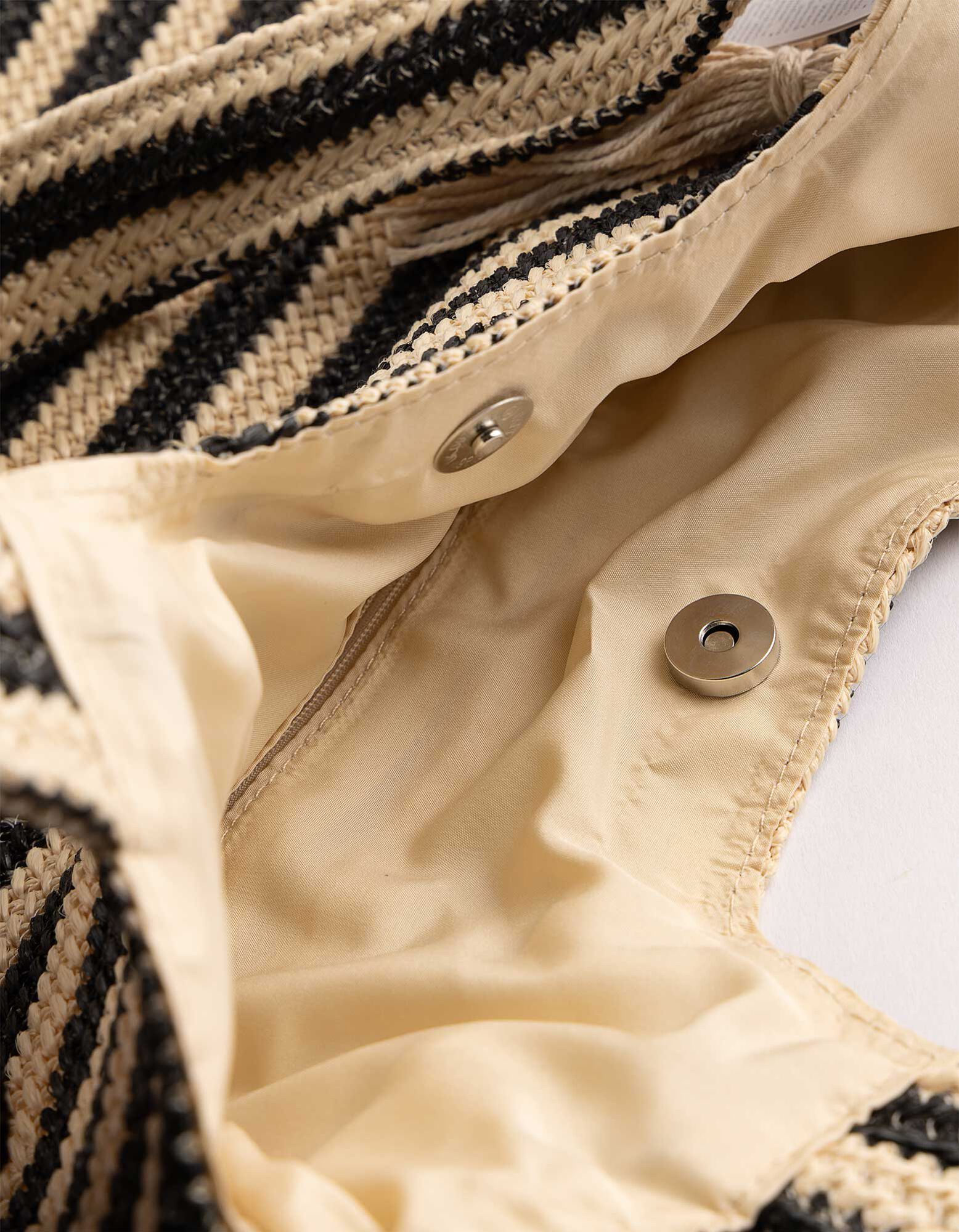 Beuteltasche - Stroh - Schwarz