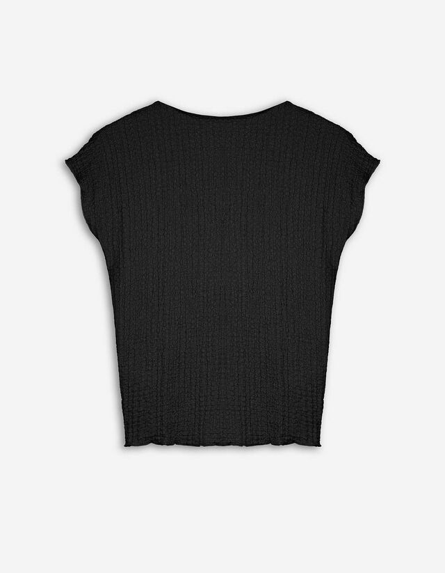 Tricou - Guler cu guler cocteil - Negru
