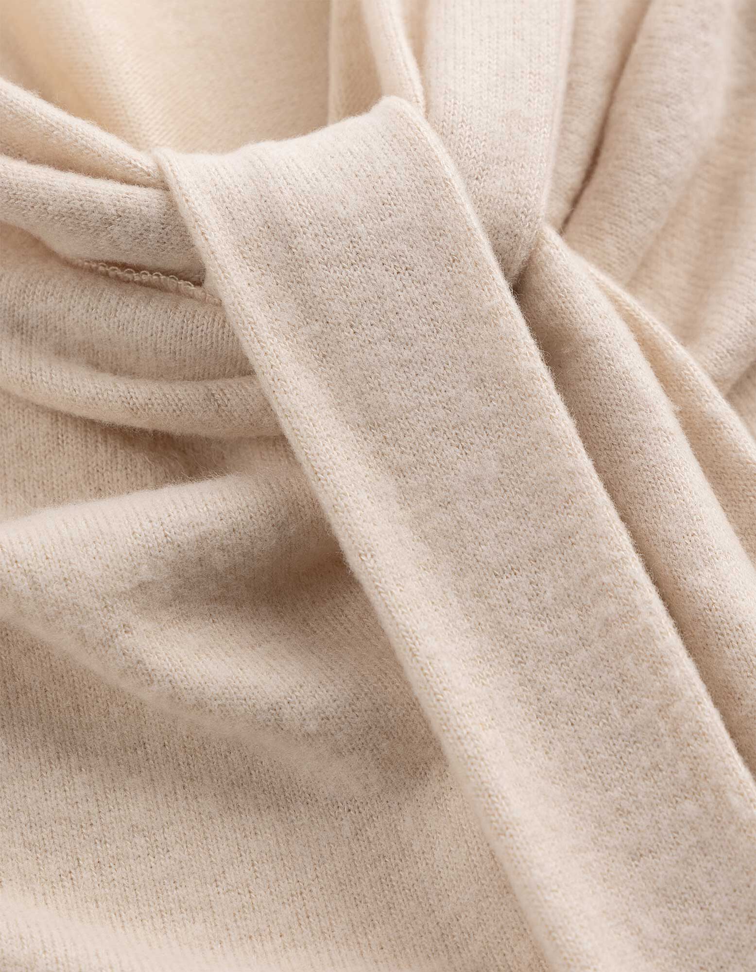 Langarmshirt - Schalkragen - Beige