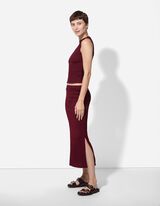 spódnica - rozcięcie z boku - ciemny czerwony