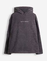 Sweatshirt - Teddyfell - Dunkelgrau