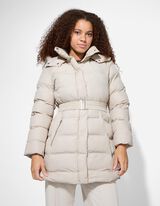 Steppjacke - Abnehmbarer Kunstpelz - hellgrau