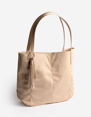 Tasche - Wildlederimitat - beige