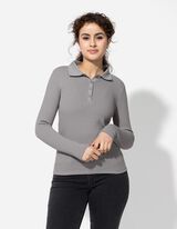 Poloshirt - Rippenstruktur - grau