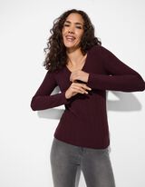 Hosszú ujjú felső - Pointelle - sotetlila