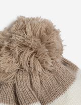 Čepice s bambulí - Barevné pruhy - hneda