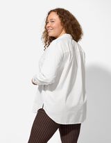 Bluză cu mânecă lungă - Buzunar pentru piept - Alb