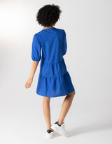 Obleka - V-izrez - temno modra