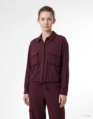Bluse - Regulierbarer Saum - Lila