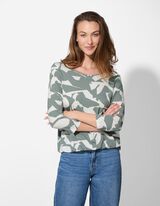 Langarmshirt - Allover-Print - grün
