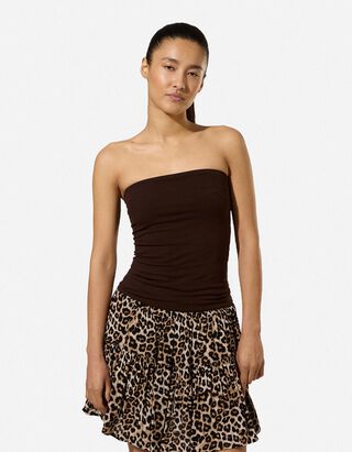 Bandeau-Top - Baumwolle - Dunkelbraun