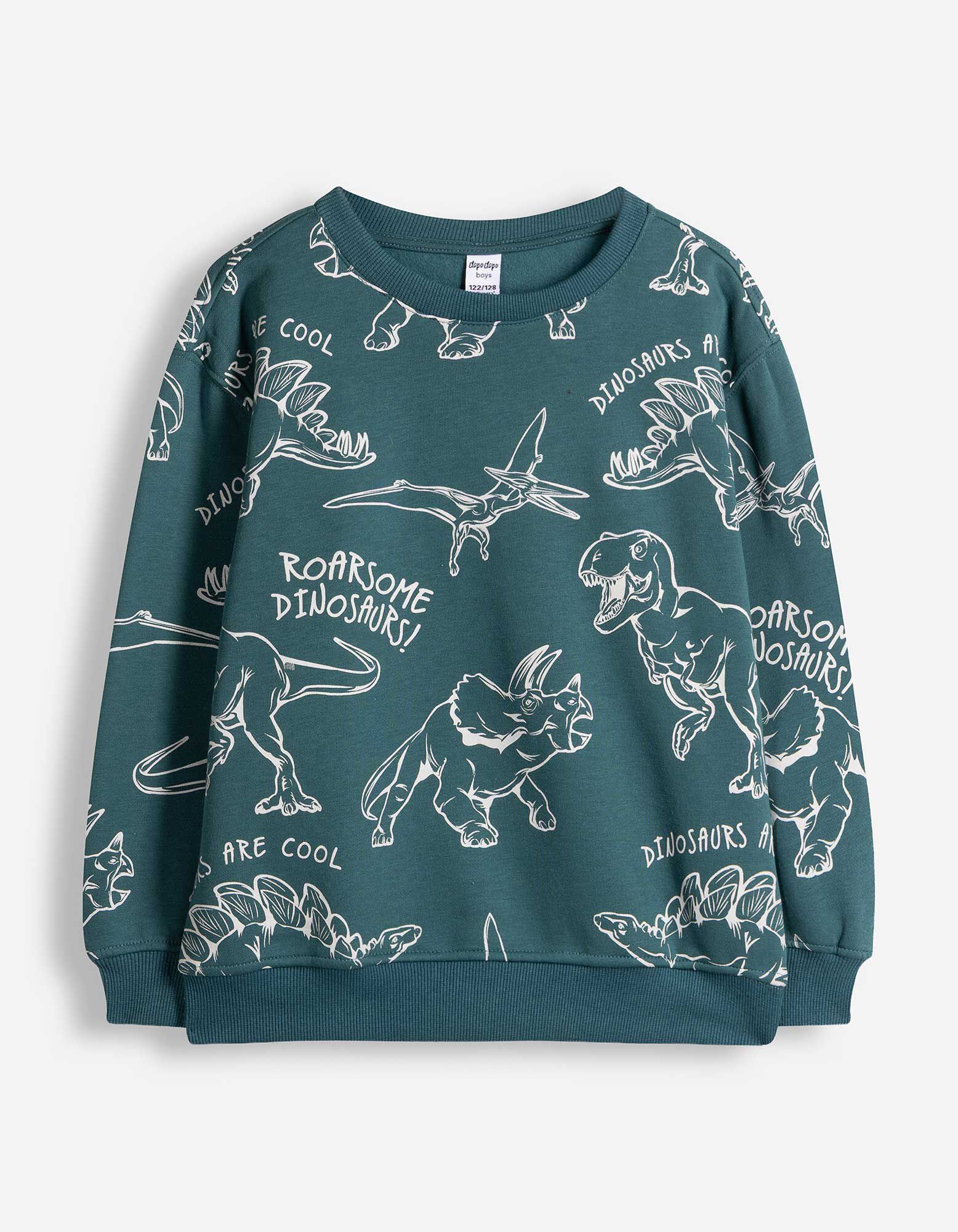 Sweatshirt - Allover-Print - Dunkelgr&uuml;n