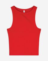 Crop modrček - Fina rebrasta tkanina - rdeca