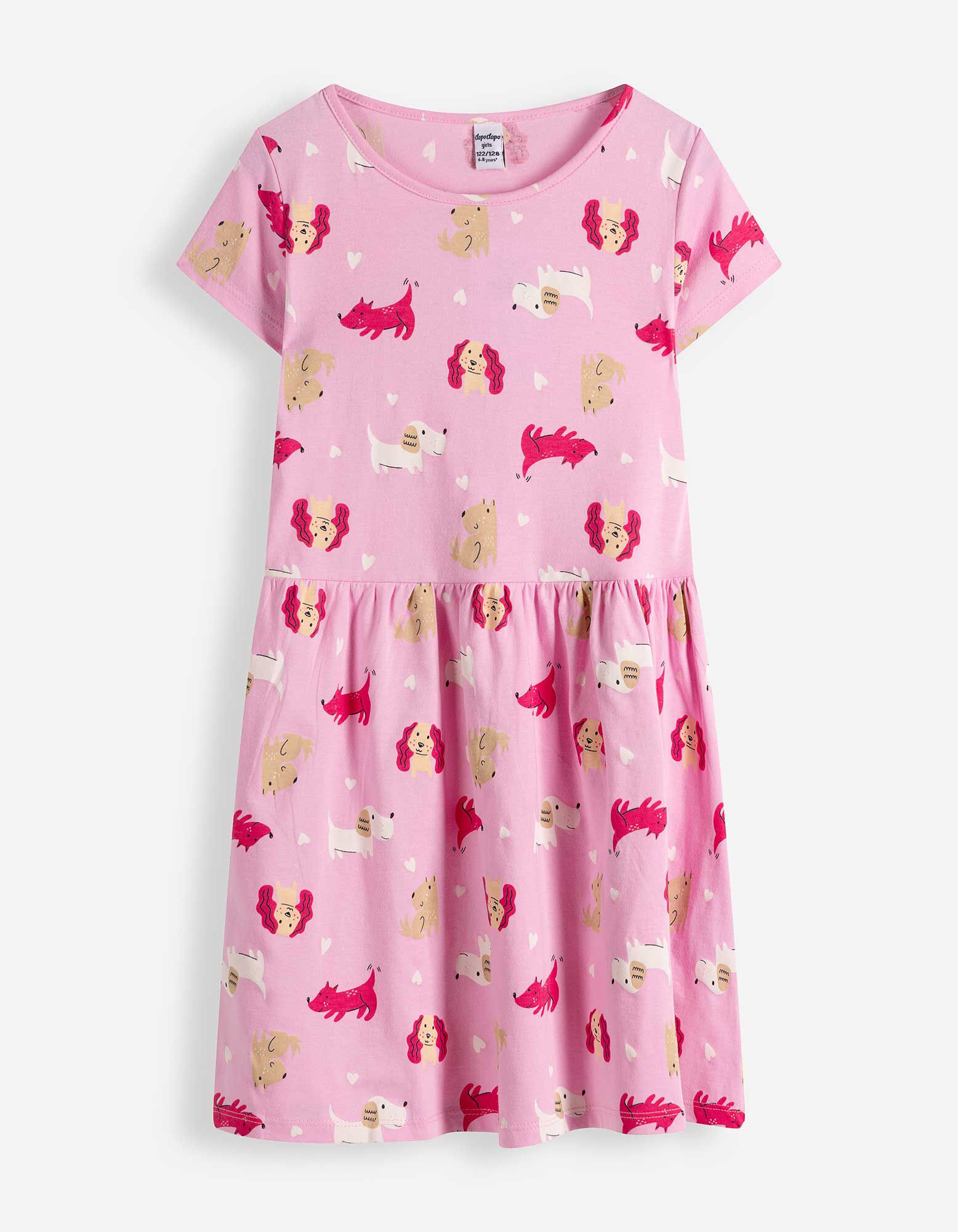 Kleid - Allover-Muster - Rosa