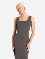 Rochie midi - Fantă laterală - Gri inchis