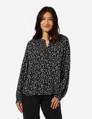 Bluse - Florales Muster - Beige