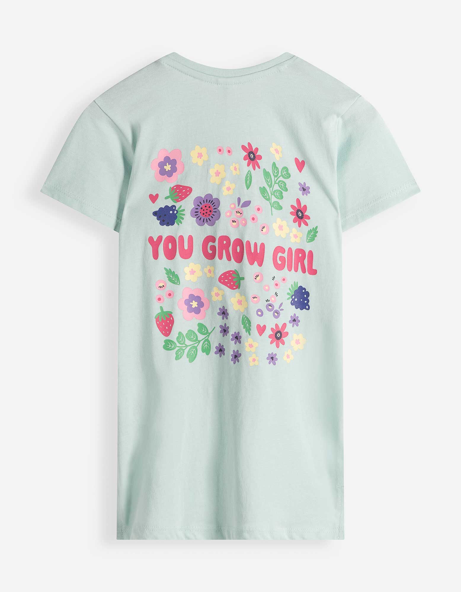 T-shirt - Print op rug - Turkoois