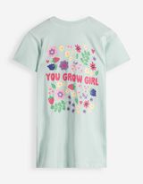 T-shirt - Print op rug - Turkoois