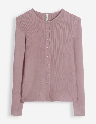 Cardigan - Texture c&ocirc;tel&eacute;e - mauve