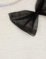 Pullover en tricot - Nœud appliqué - blanc