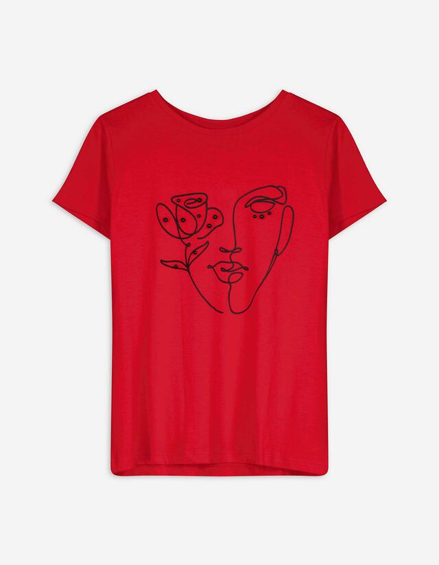 T-Shirt - Zierperlen - rot