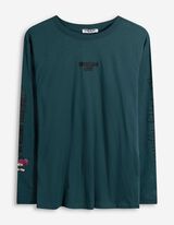 Tričko s dlouhým rukávem - Zadní potisk - tyrkysova