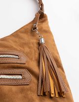 Tasche - Wildlederimitat - hellbraun