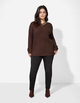 Pulovr - Krajkov&aacute; aplikace - tmave hneda