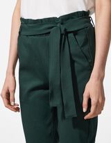 Kalhoty paperbag - Úzký střih Slim Fit - zelena