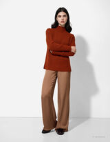 Pulover de tricot - Guler cu guler cocteil - Maro