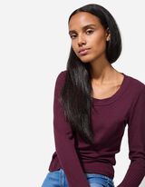 Longsleeve - Geribde structuur - donkerlila