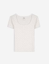 T-Shirt - Gerippt - weiß