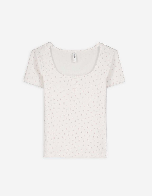 T-Shirt - Gerippt - weiß