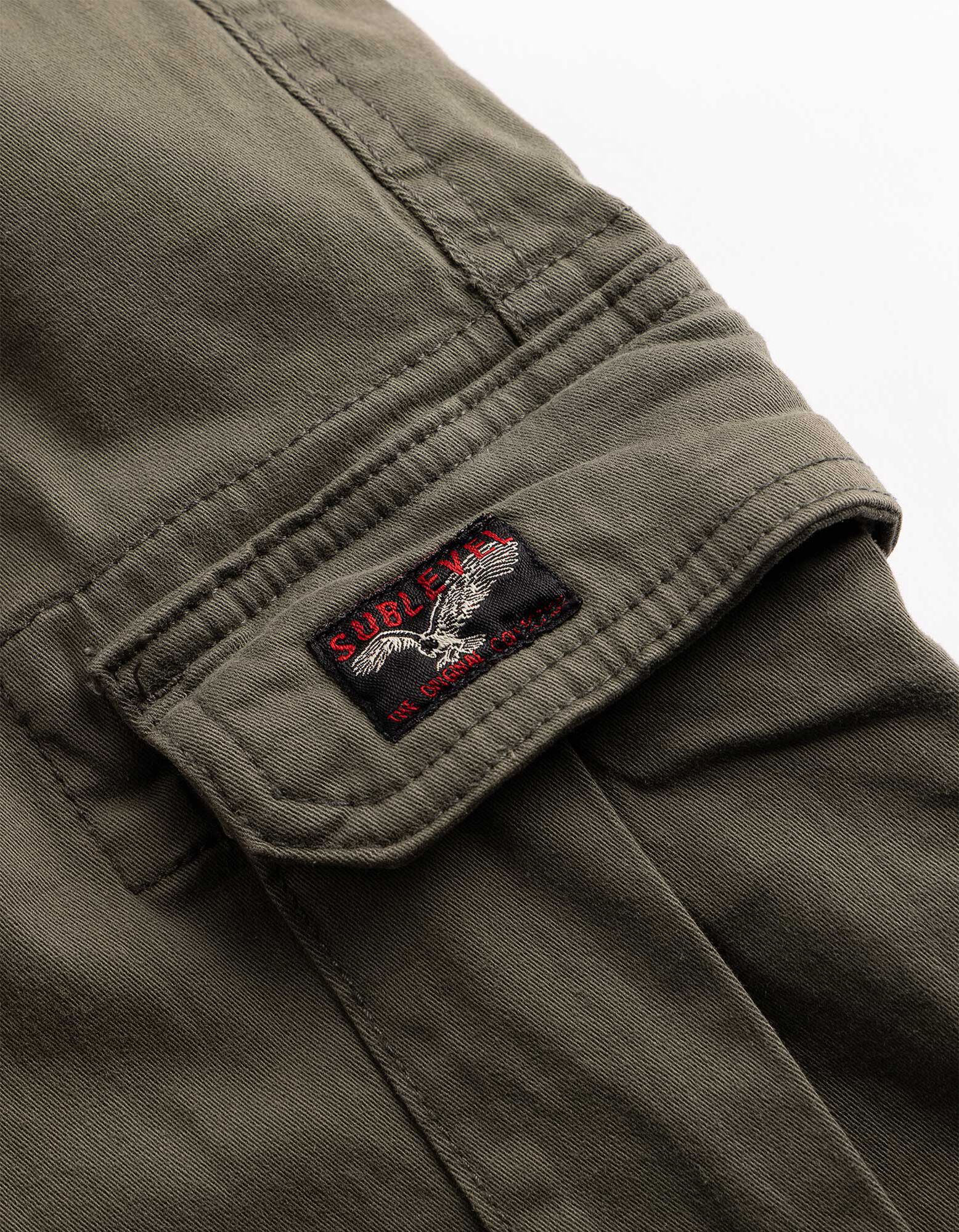 Cargohose - Knopf- und Rei&szlig;verschluss - dunkelgr&uuml;n