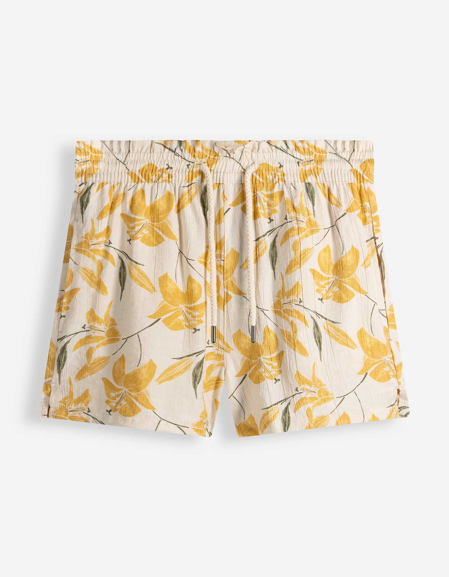 Shorts - Florales Muster - Gelb