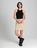 Cropped top - Geribde structuur - zwart