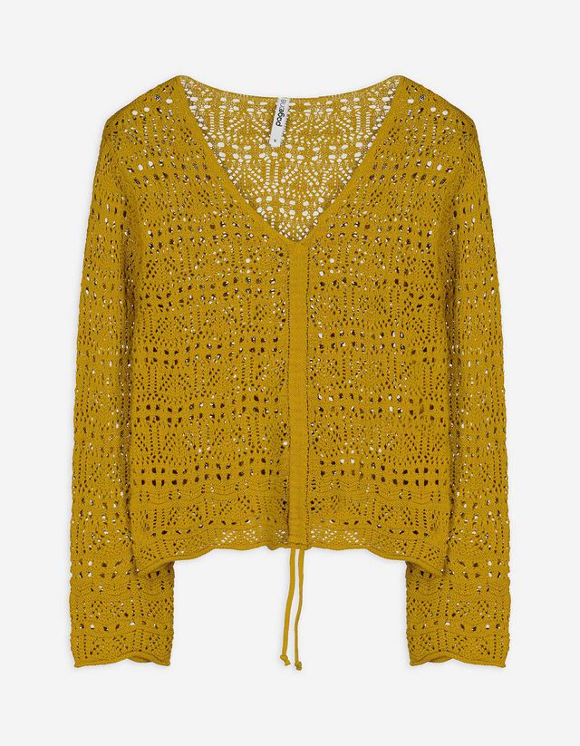 Pullover - Schnürung - grün