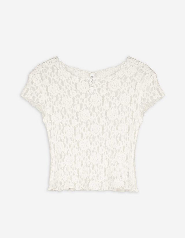 Cropped shirt - Kant - wit