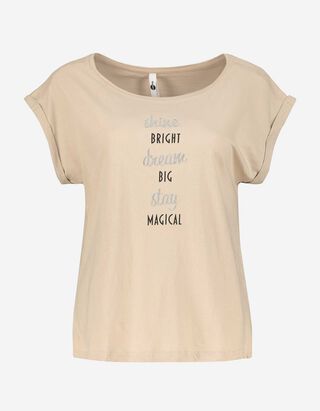 T-shirt - Message imprim&eacute; - Beige