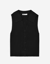 Top tricotat - Amestec viscoză - Negru