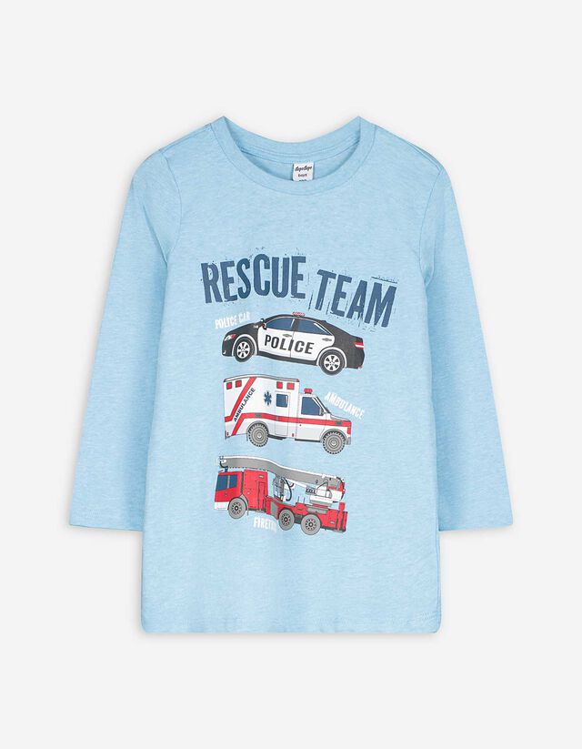 Langarmshirt - Print - hellblau